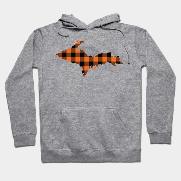 Upper Peninsula of Michigan Blaze Orange Flannel Hoodie by DoctorWatsonDesigns